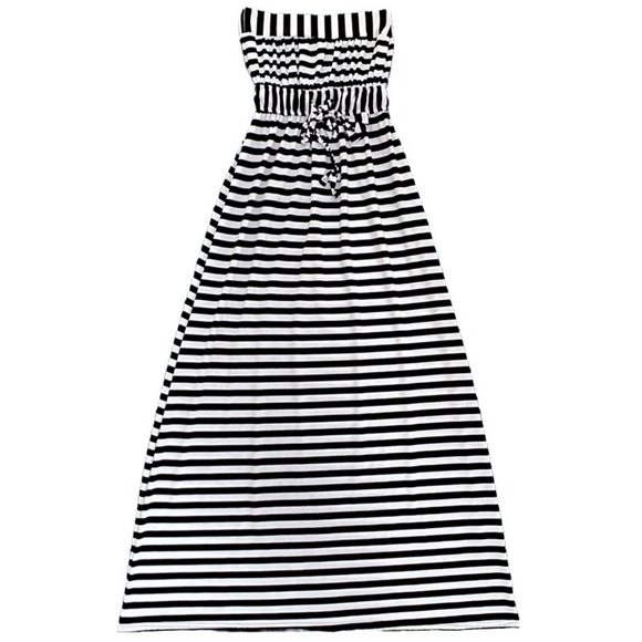 Striped Strapless Maxi Dress - Picture 6 of 9